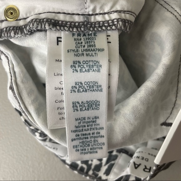 FRAME DENIM NWT LE HIGH SKINNY ABSTRACT ANIMAL PRINT HIGH RISE JEANS BLACK WHITE - Picture 9 of 11
